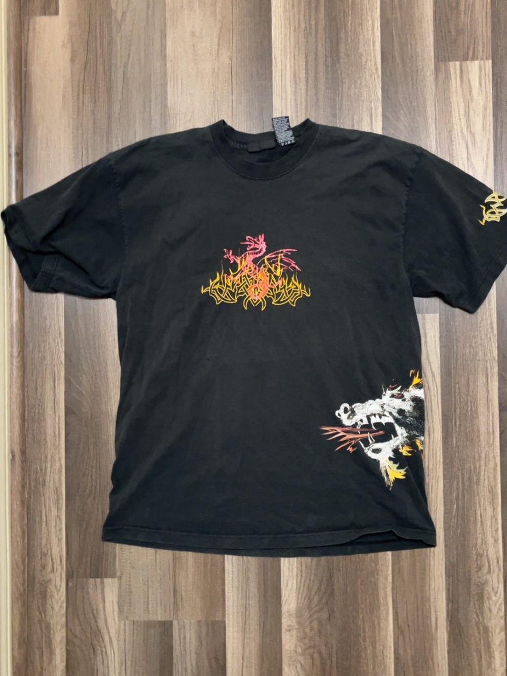 Vintage Y2K NO BOUNDARIES Dragon Spirit Mens Large Black Shirt